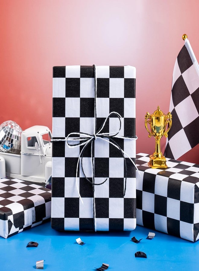 WRAPAHOLIC Checkered Tissue Paper - 60 Sheets 14 x 20 Inch Black and White Race Car Tissue Paper Bulk for Birthday Baby Shower Wedding Art Craft Party Favor Decoration - Image 5